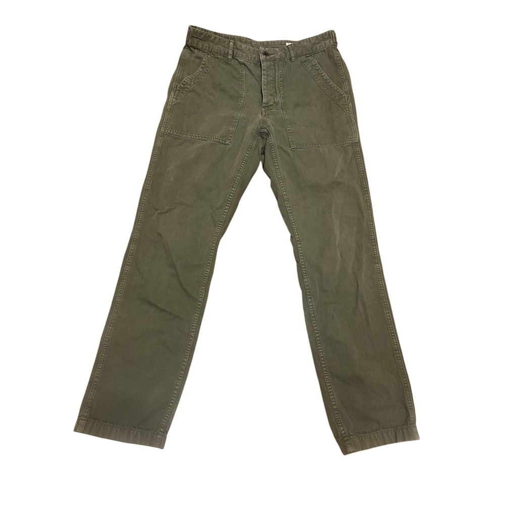 Wallace & Barnes J.Crew Olive Green Fatigue Pants 31x32  Cotton Military Utility